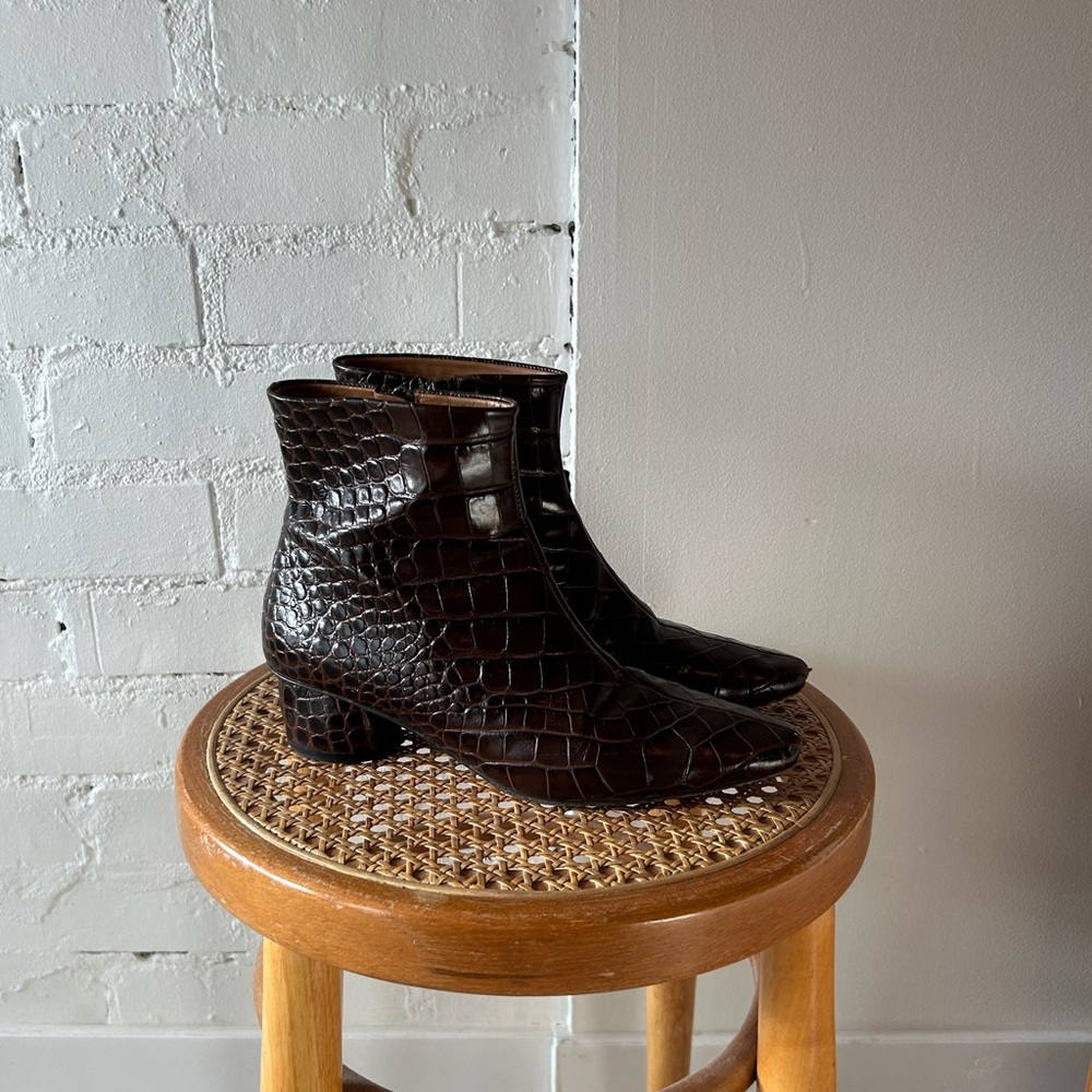 LOQ Matea Brown Leather Ankle Boots Size 37